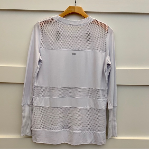 ALO Yoga White Mesh Panel Long Sleeve Top Sz S - Picture 6 of 8